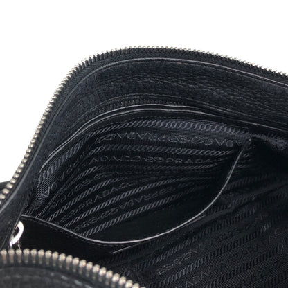 PRADA Logo Shoulder bag Black Vintage j4hmuw
