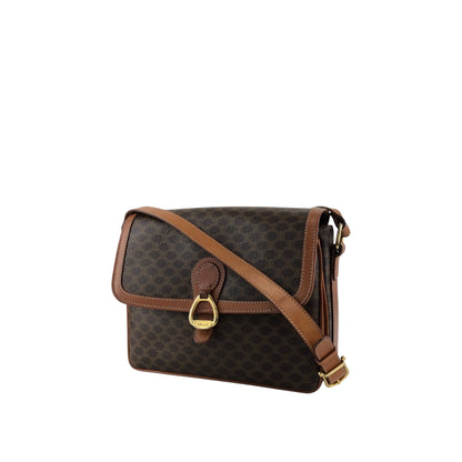 CELINE Macadam Horseshoe Shoulder bag Brown Vintage pep636