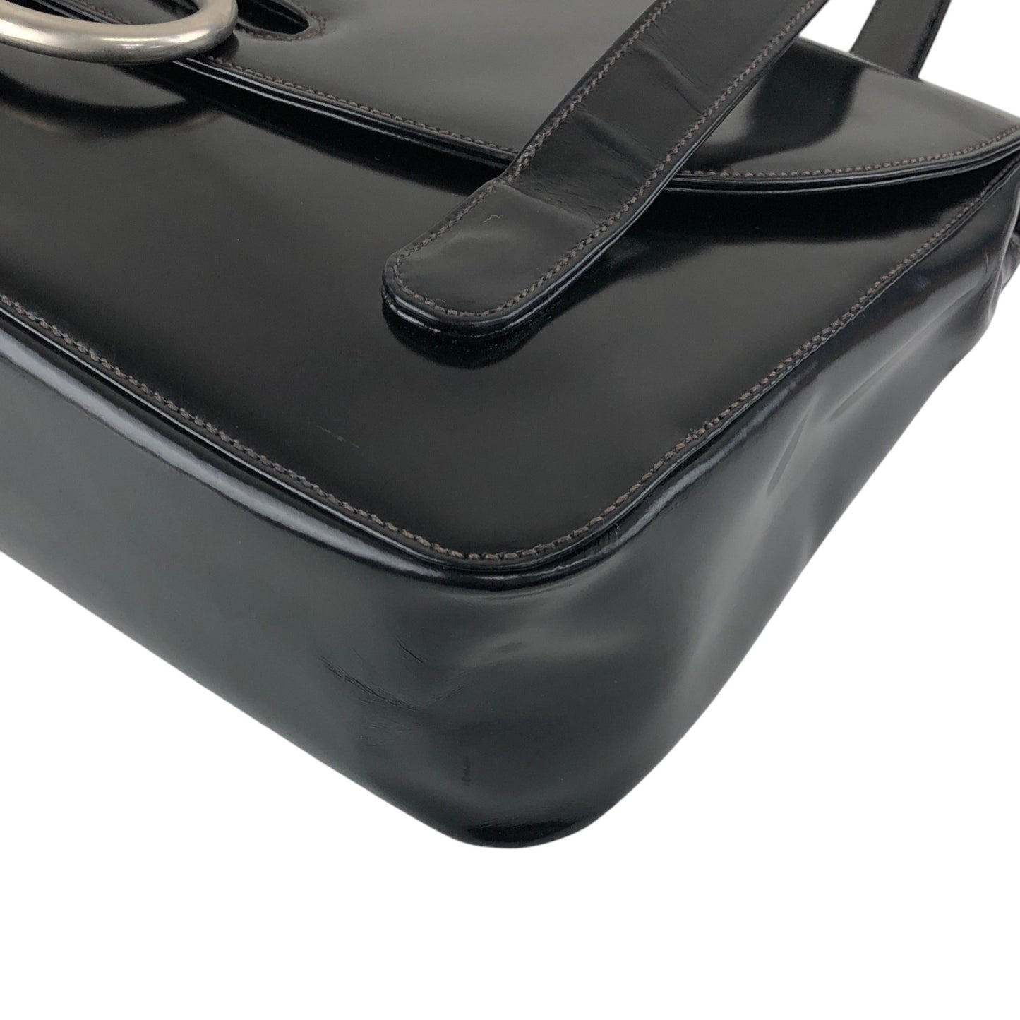 PRADA Logo Handbag Black Vintage 5yawfv