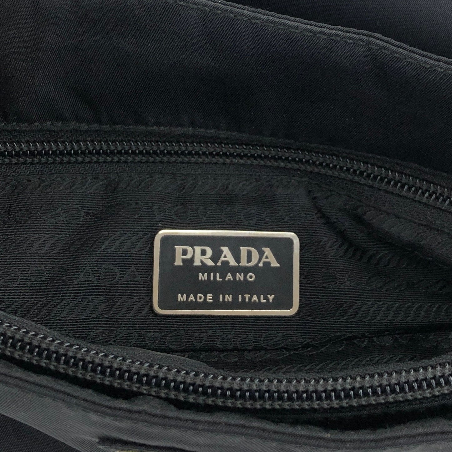 PRADA Tessuto Triangle Logo Handbag Black Vintage niprvk