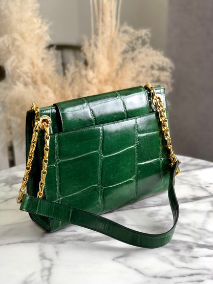CELINE Chain Shoulder bag Green Vintage dwbc7x