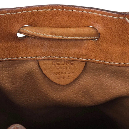 CELINE Macadam Blason Drawstring Shoulder bag Brown Vintage 7kmwfd