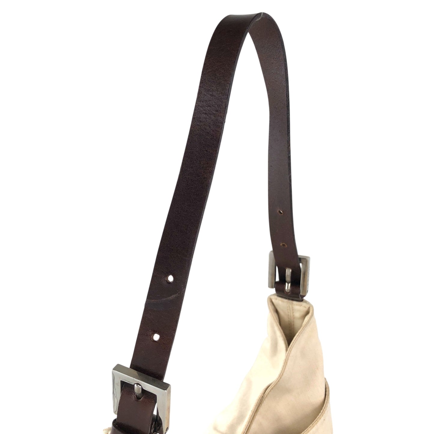 FENDI Mamma Baguette Logo Shoulder bag Hobobag Beige Vintage c6ztd5