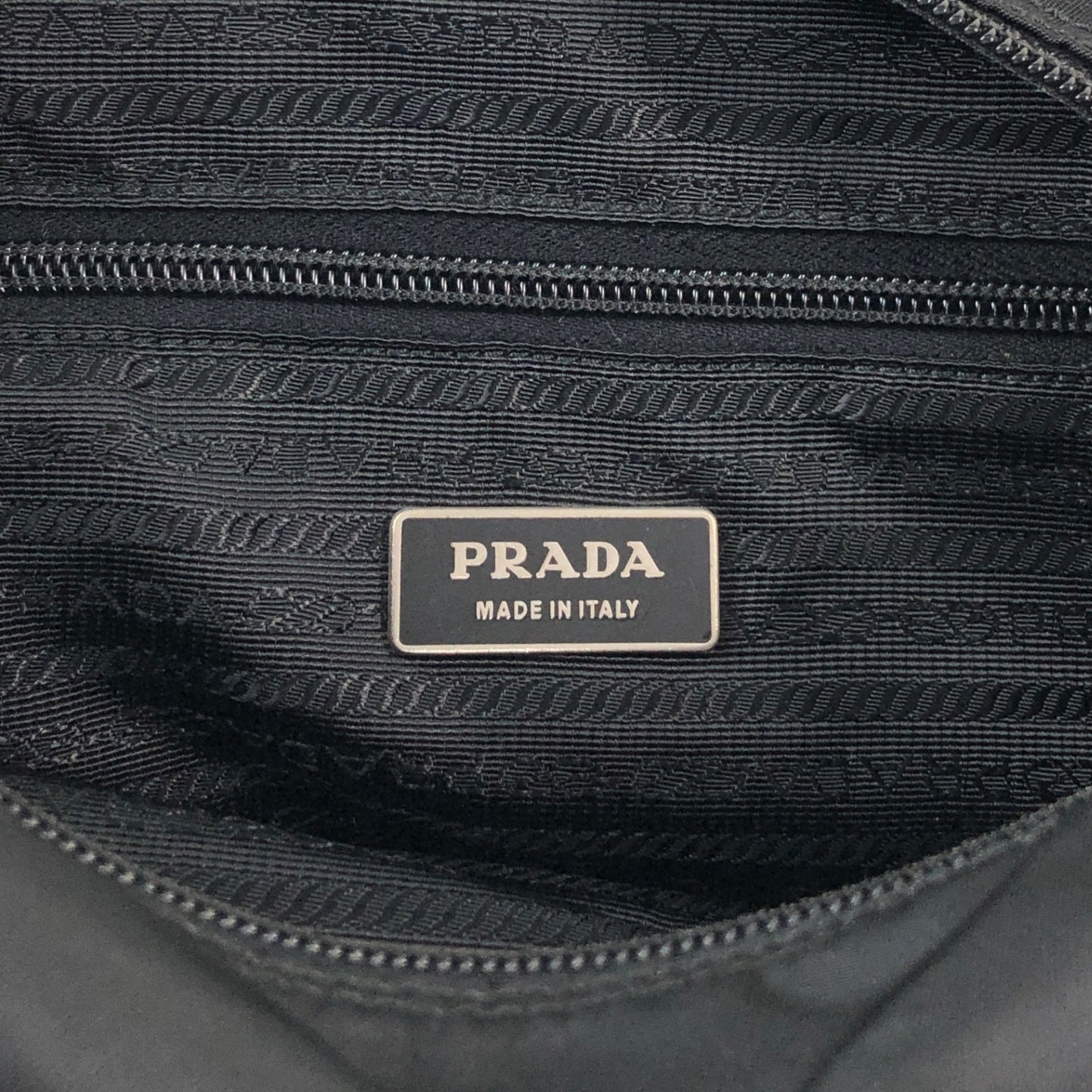 PRADA Tessueto Triangle Logo Shoulder bag Black Vintag vii5a2