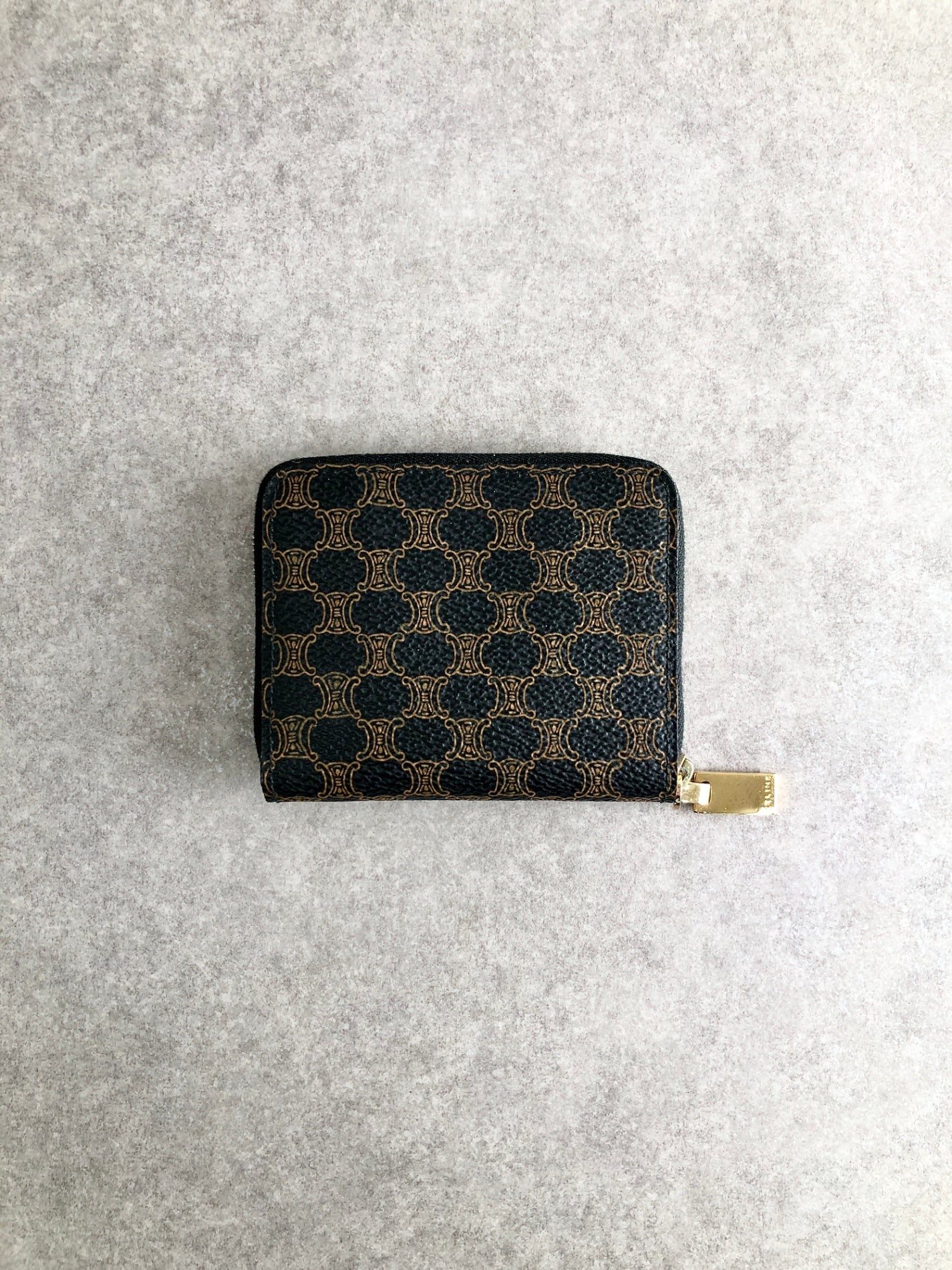 CELINE Macadam Logo Coin Purse Black Vintage 2hudzh