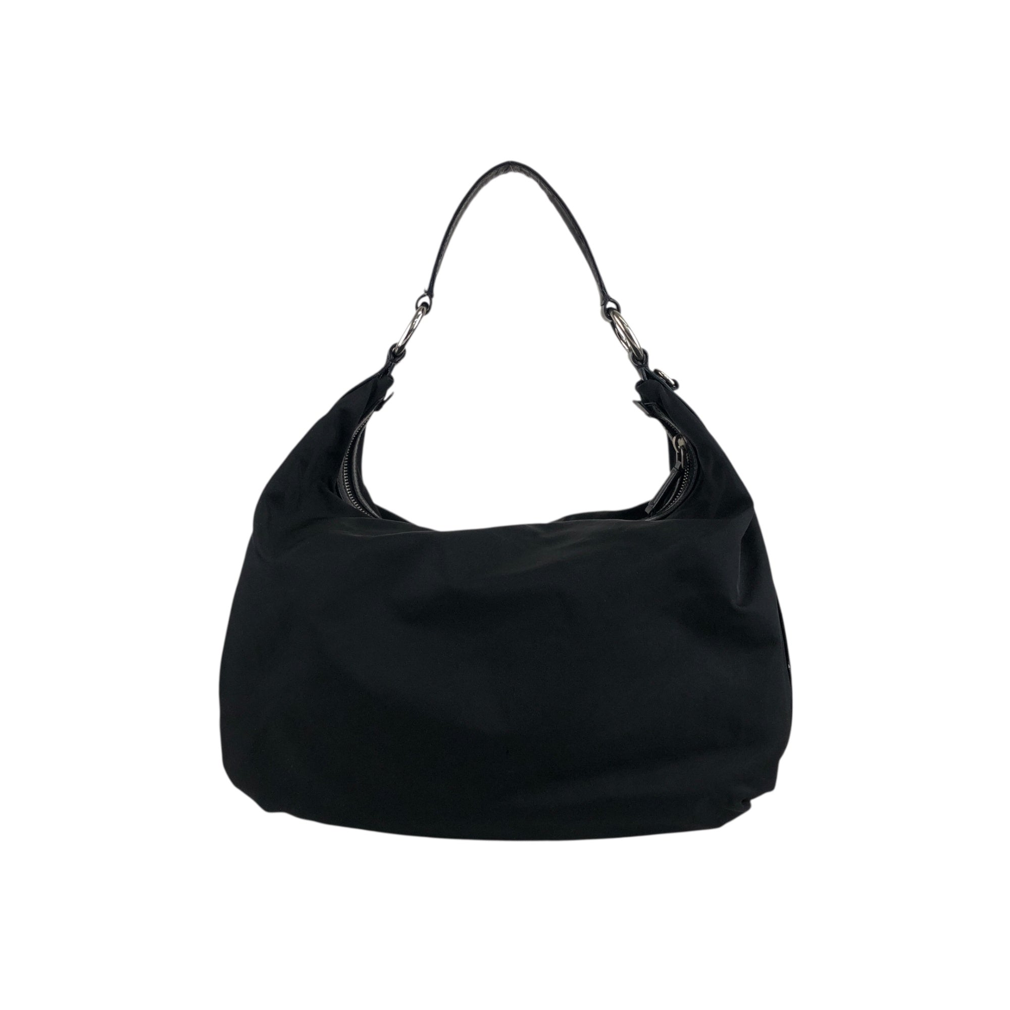 PRADA Logo Shoulder bag Hobobag Black Vintage 4dghwb