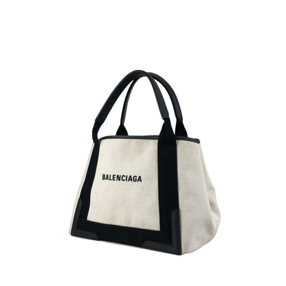 BALENCIAGA Handbag Totebag White×Black Vintage bpp756
