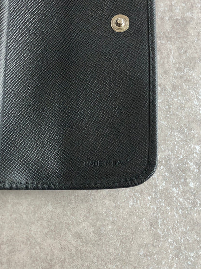 PRADA Logo  Folded Wallet Black Vintage gfnuwt