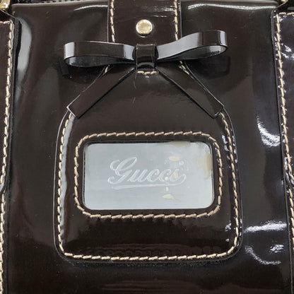 GUCCI Ribbon Motif Belt Handbag Boston bag Brown Vintage dan4kc
