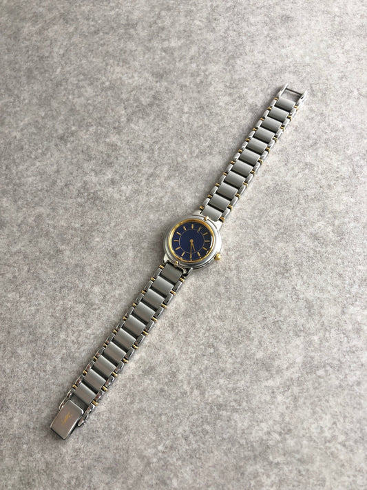 Yves Saint Laurent YSL Logo Quartz Watch Silver 5420-F45413 Vintage 8eadpy