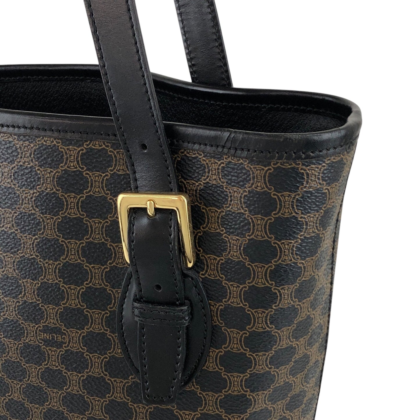 CELINE Macadam Handbag Shoulder bag Black Vintage 66gp7x
