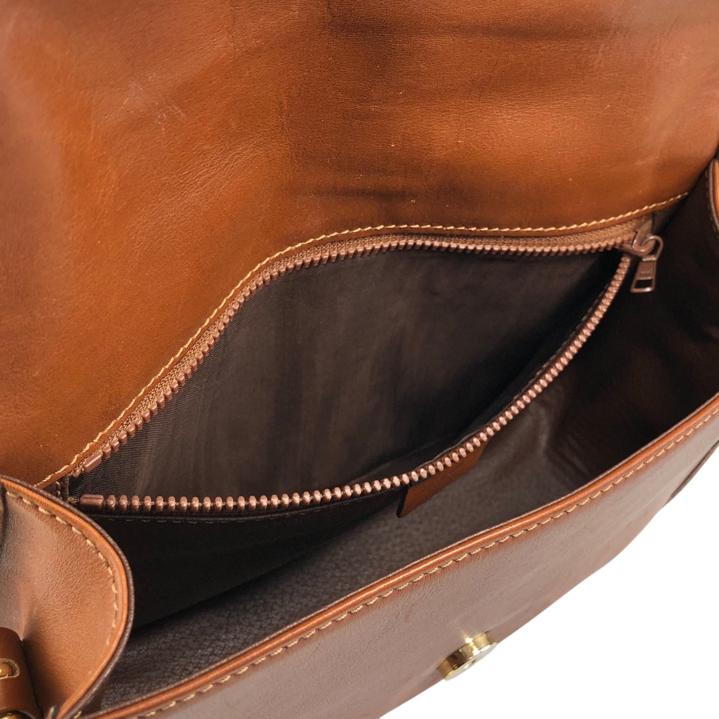 CELINE Gancini Shoulder bag Brown Vintage 4x8mbp