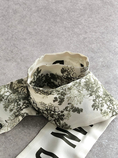 Christian Dior Logo Silk Scarf White Vintage tg52bh