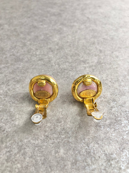 CHANEL Coco Mark Earrings Pink×Gold Vintage pveu4d