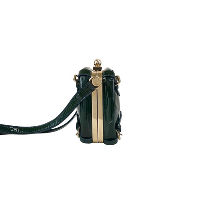 CELINE Metal Clasp Small Shoulder bag Green Vintage jye34i