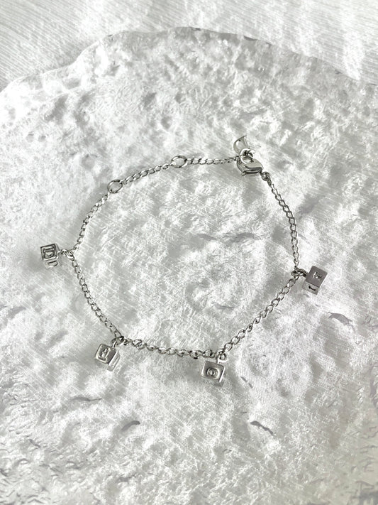 Christian Dior Logo Cube Motif Bracelet Silver Vintage 55b4fh