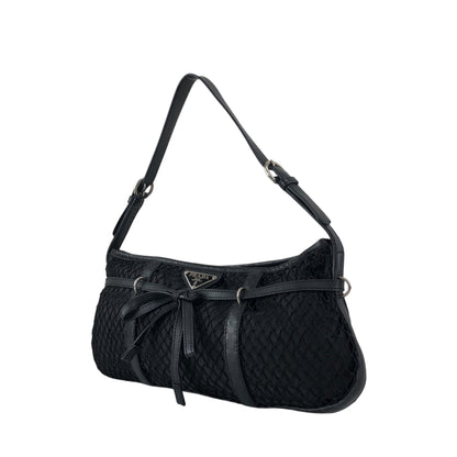 PRADA Tessuto Triangle Logo Shoulder bag Black Vintage 7hmnip