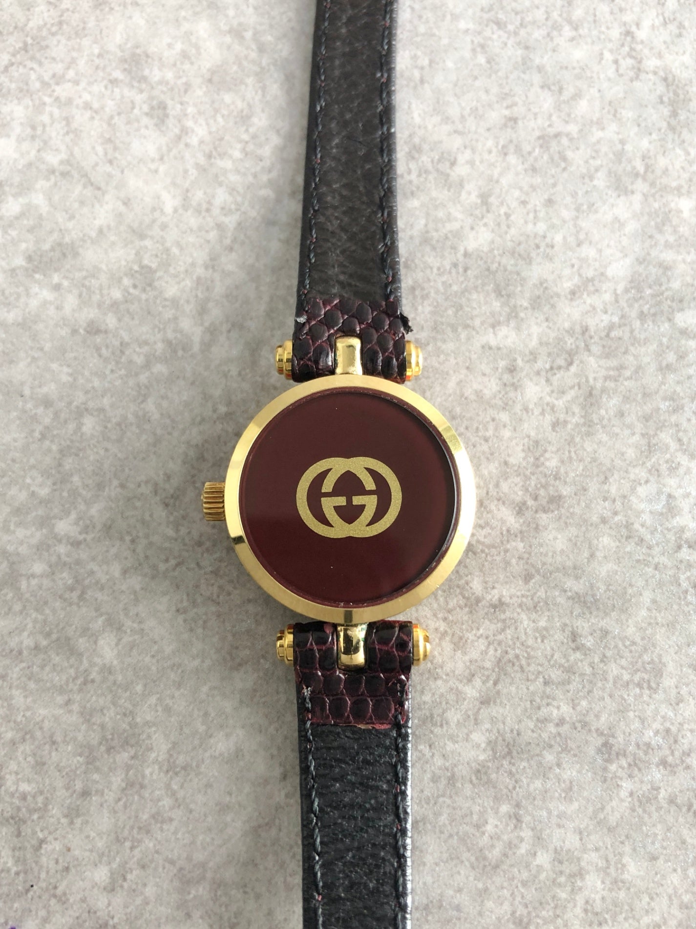 GUCCI Sherry Line Quartz Watch Gold×Red Vintage sujccz