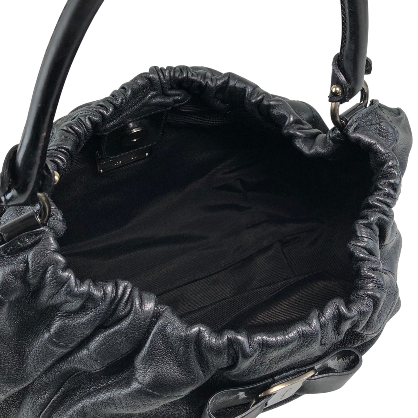 Salvatore Ferragamo Vala Ribbon Shoulder bag Hobobag Black Vintage bgm738