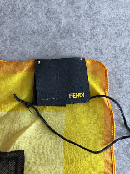 FENDI SILK Scarf yellow×Brown Vintage khmbct