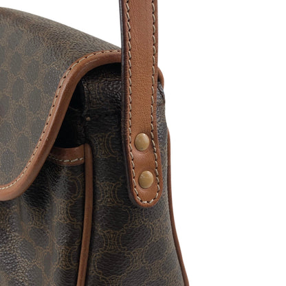 CELINE Macadam Blason Front Buckle Shoulder bag Brown Vintage zzu5ya