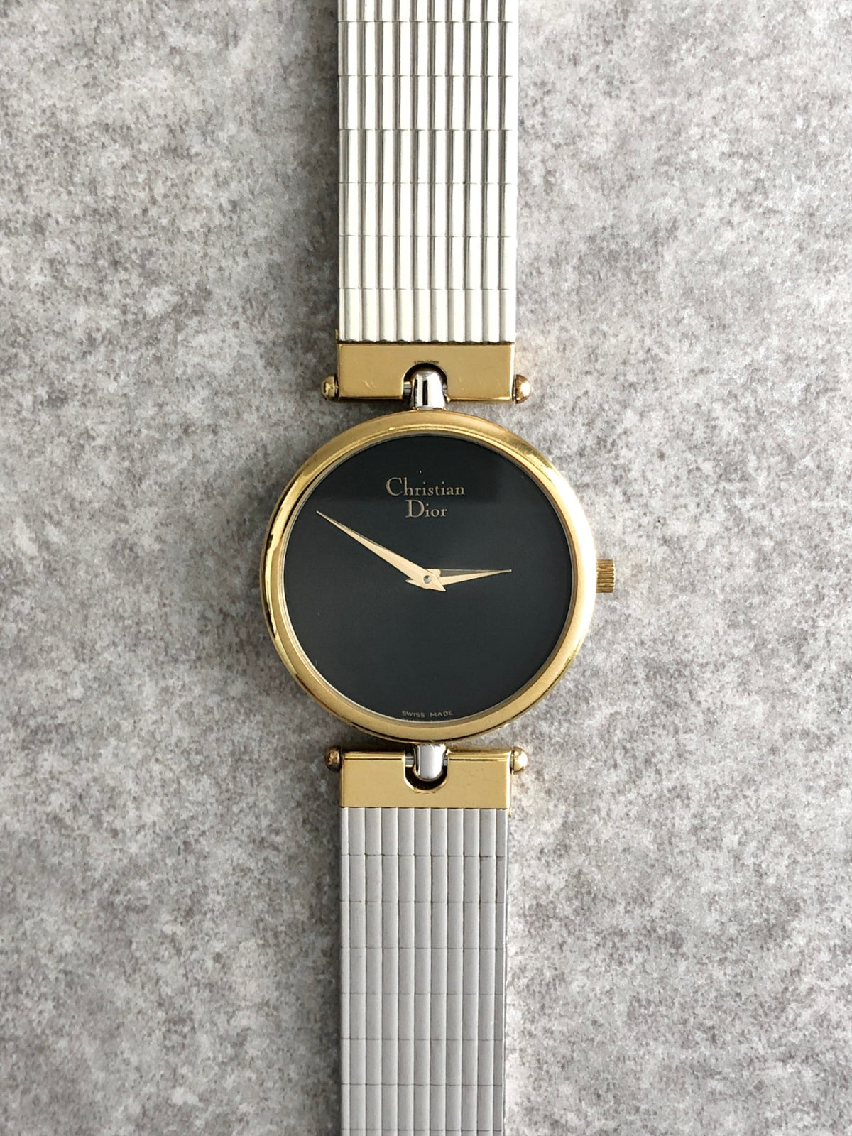 Christian Dior Logo Quartz Watch Silver×Gold 3026 Vintage 3ztkba