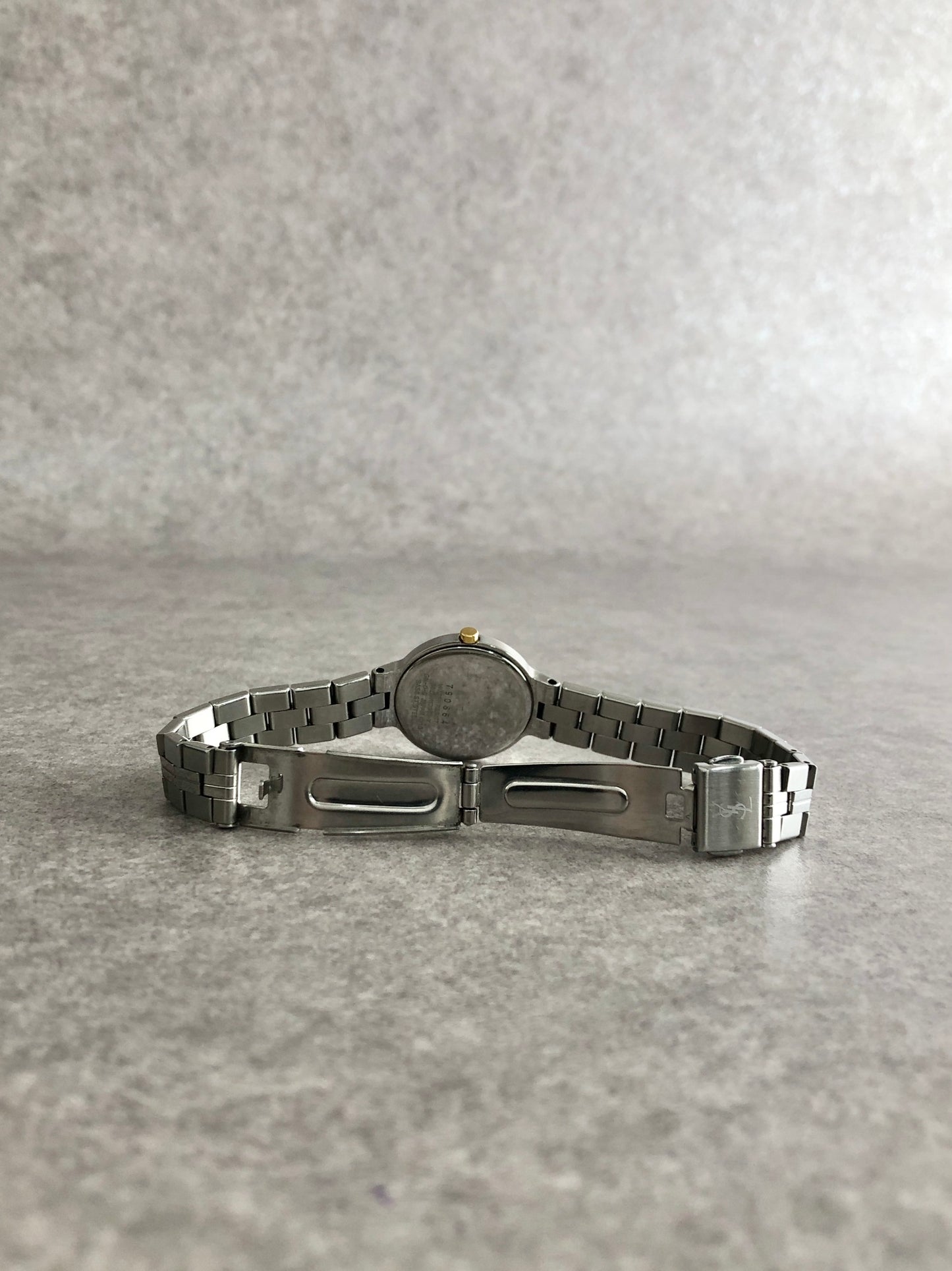 Yves Saint Laurent YSL Logo Watch Silver×Blue 5421-H13855Y Vintage r2mjrn