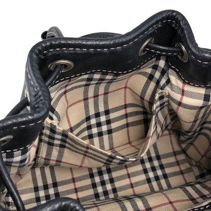 BURBERRY Logo Drawstring Shoulder bag Black Vintage phkwjb
