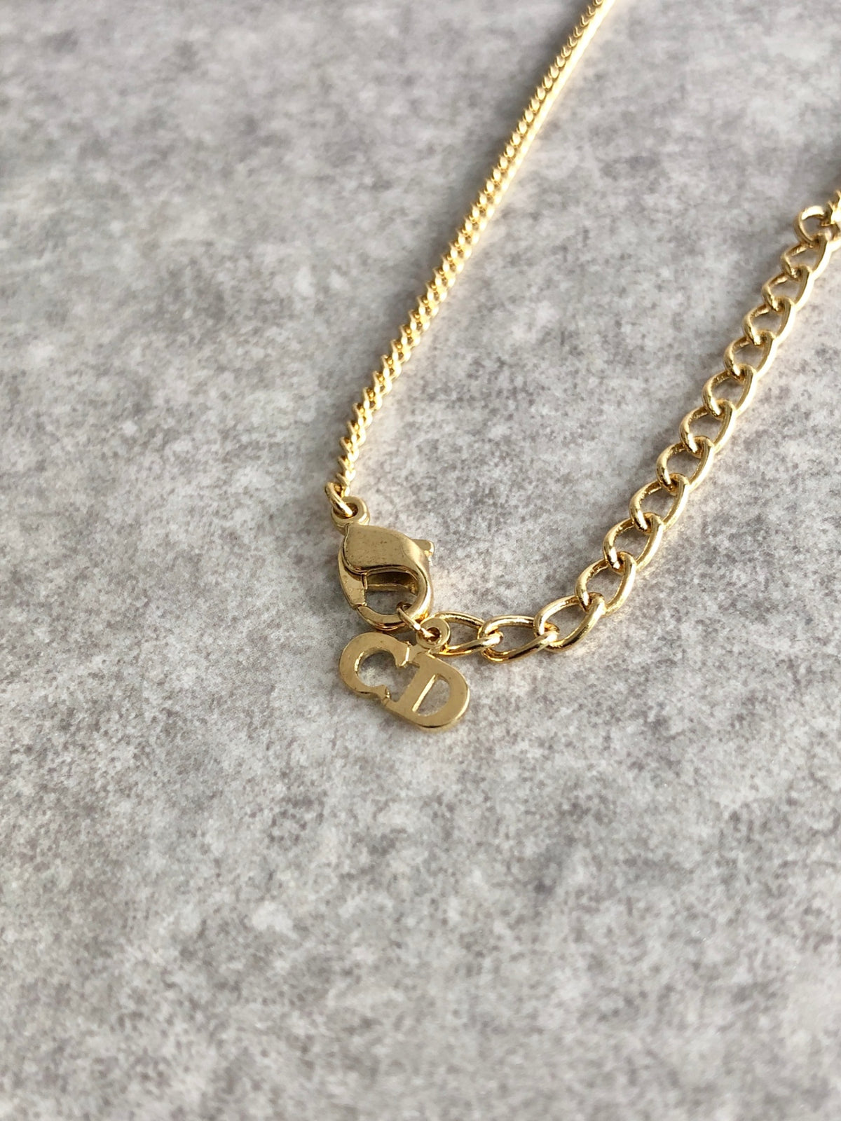 Christian Dior CD Logo Necklace Gold×Black Vintage apcsbb
