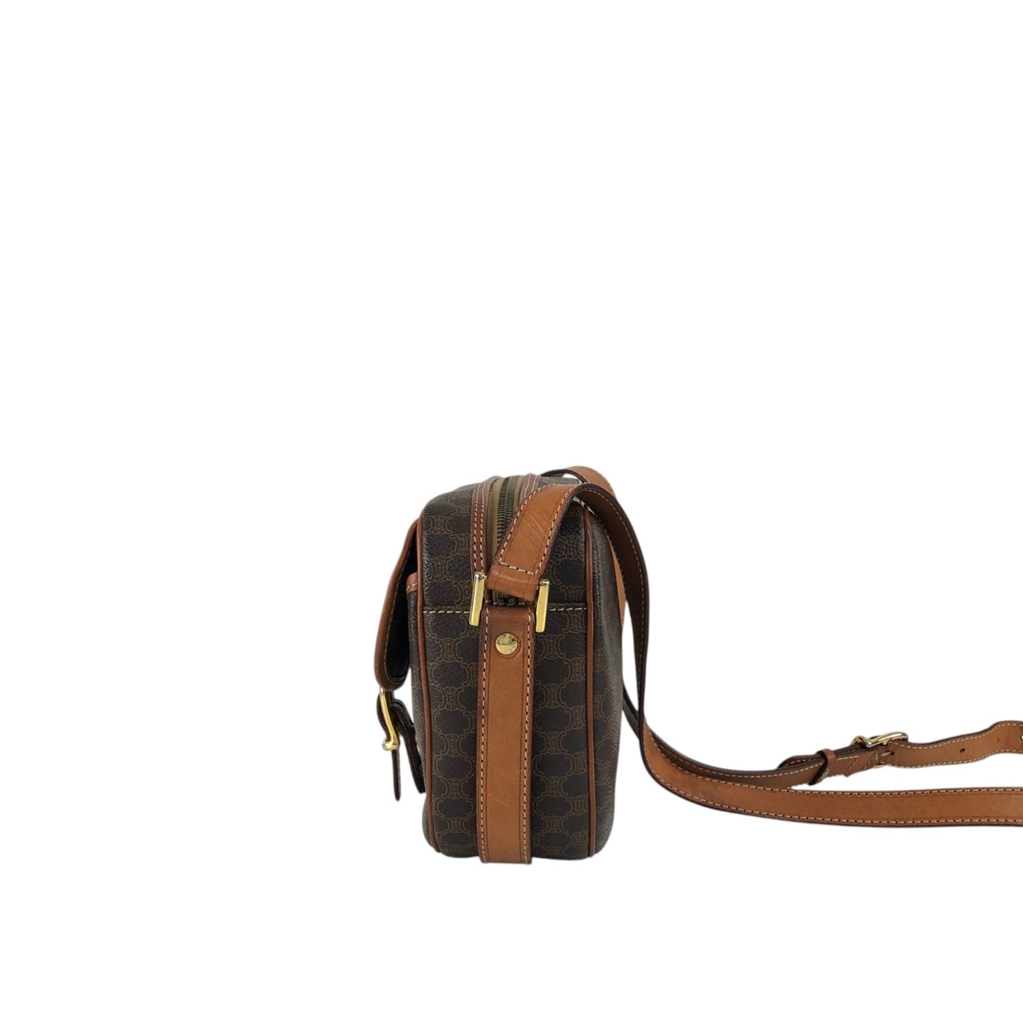 CELINE Macadam Blason Shoulder bag Brown Vintage aj8afn