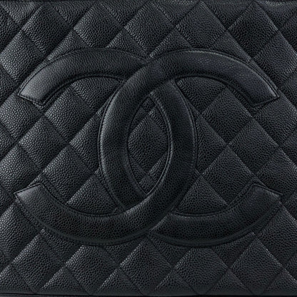 CHANEL Coco Mark Caviar Leather Handbag Black Vintage c6sifv