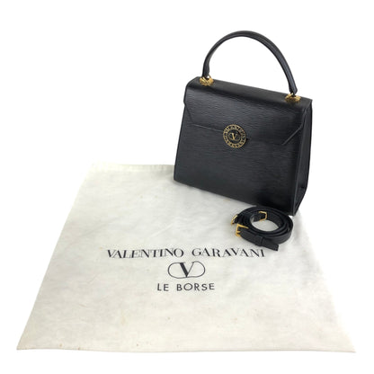 VALENTINO GARAVANI Circle Logo Two-way Handbag Shoulder bag Black Vintage swvrnt