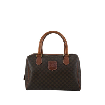 CELINE Macadam Blason Small Boston bag Handbag Brown Vintage 3wak2v
