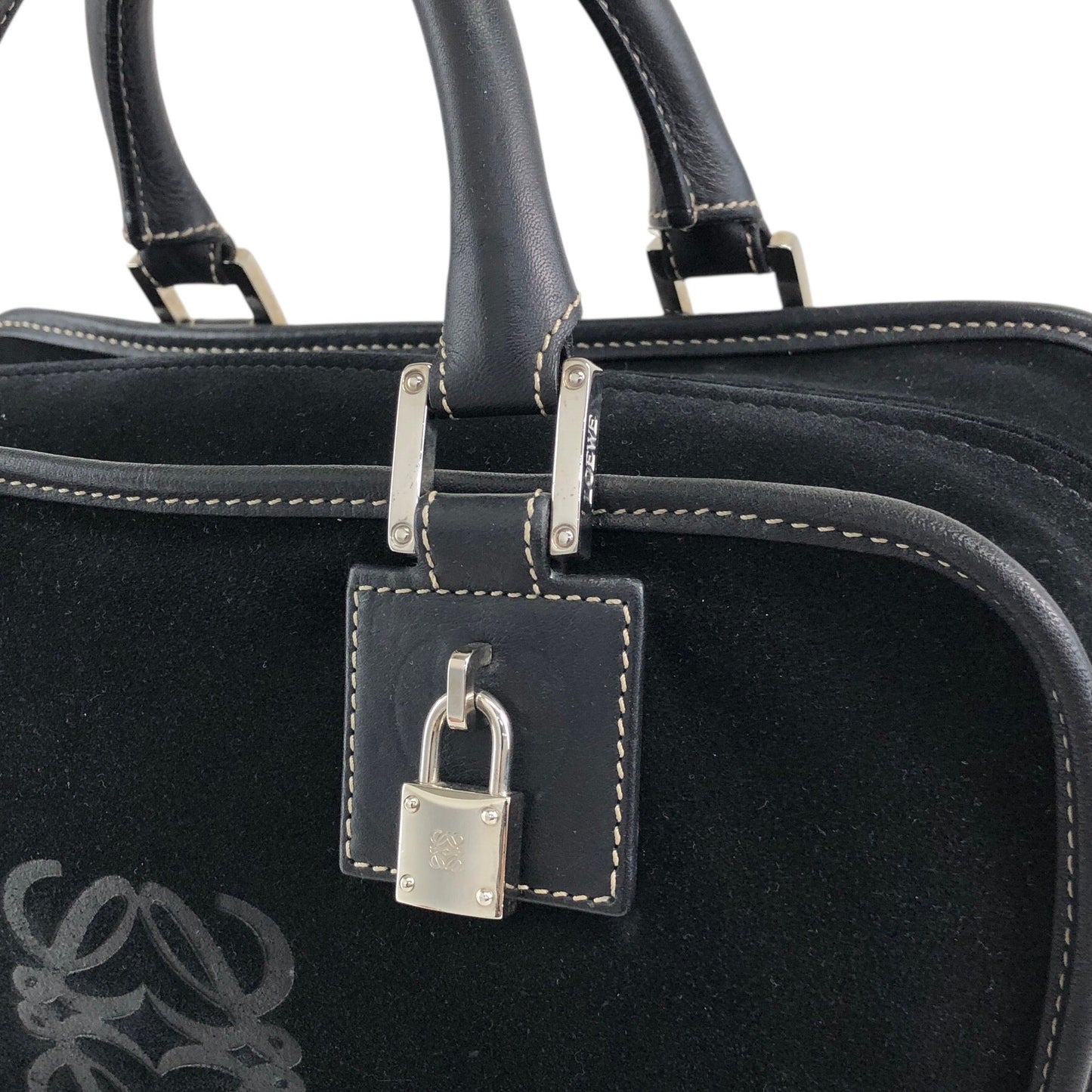 LOEWE Amazona28 Small Boston bag Handbag Black Vintage cbreh6