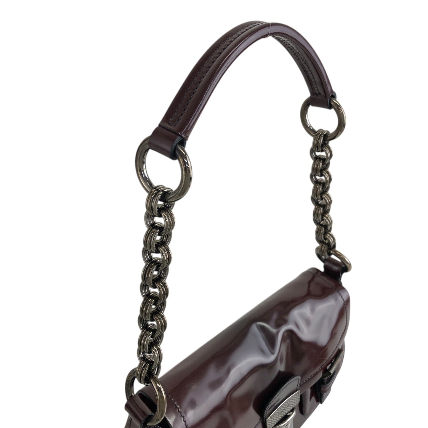 PRADA 前扣單肩包 棕色 復古 j5mn5d