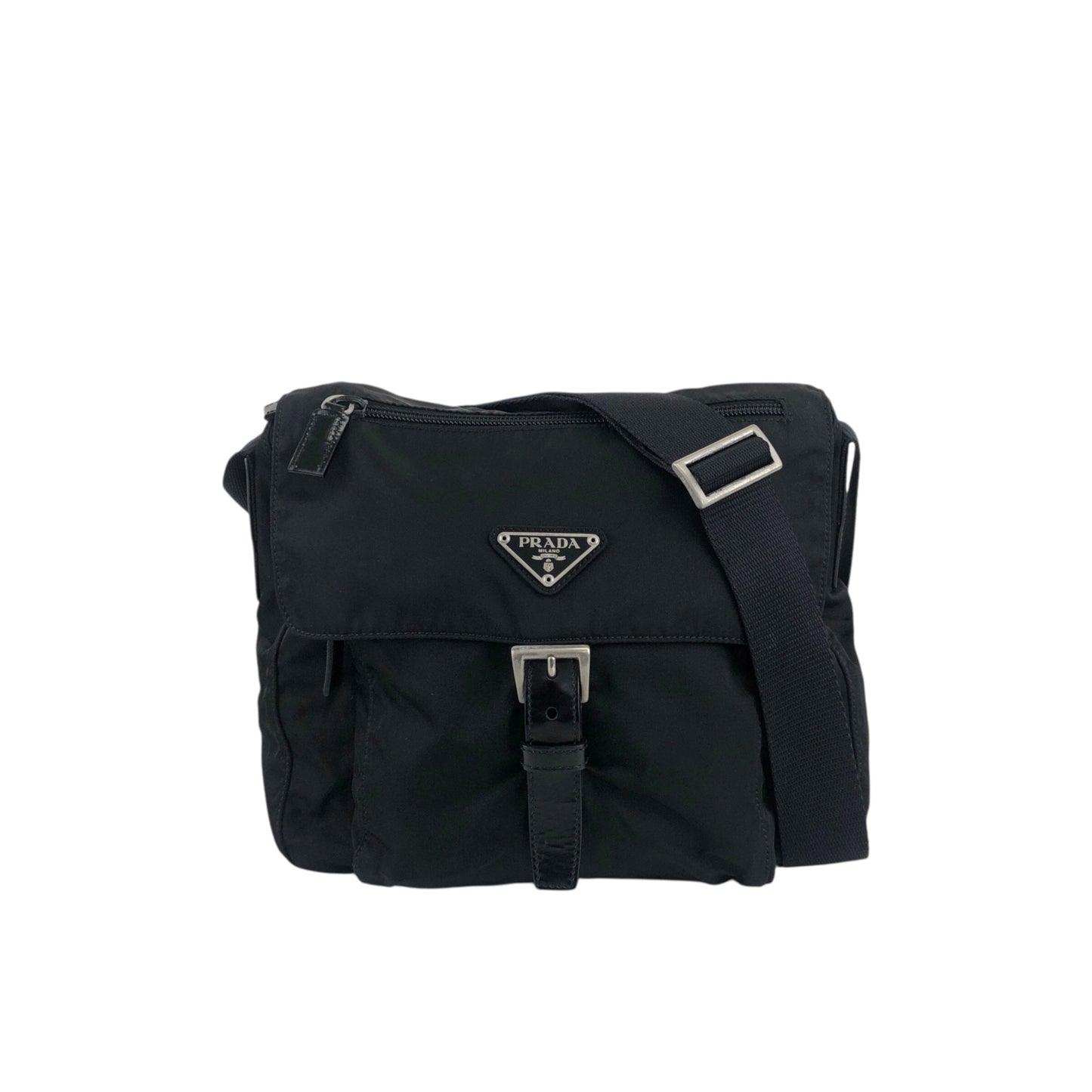 PRADA Triangle Logo Shoulder bag Black Vintage mv3hns