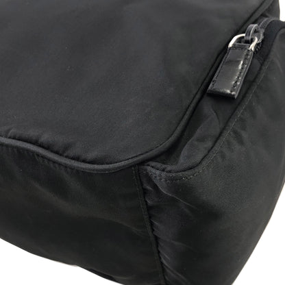PRADA Triangle Logo Side Pocket Nylon Handbag Black Vintage z7gkye