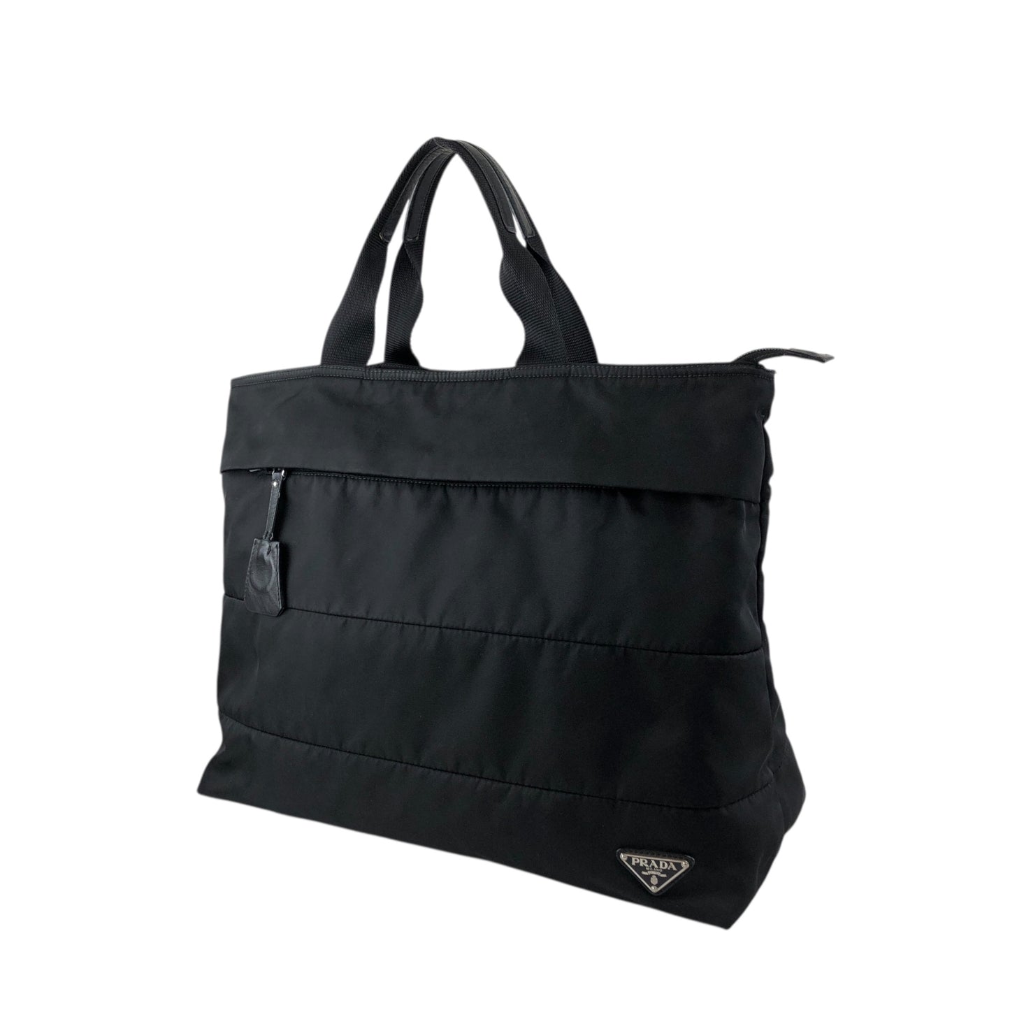 PRADA Tessuto Triangle Logo Two-way Handbag Shoulder bag Black Vintage 4s54ei