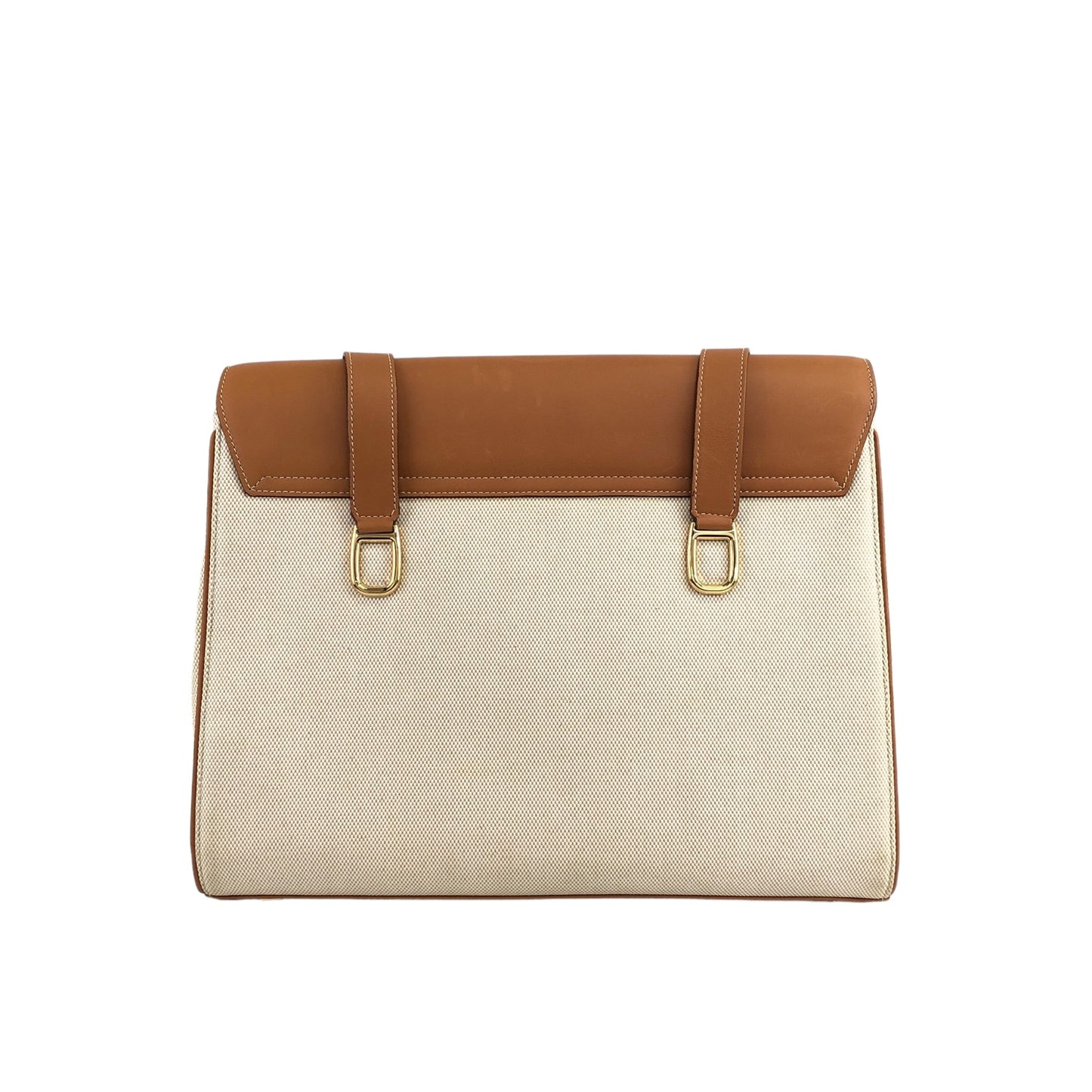 CELINE Gancini Handbag Beige×Brown Vintage hzaany