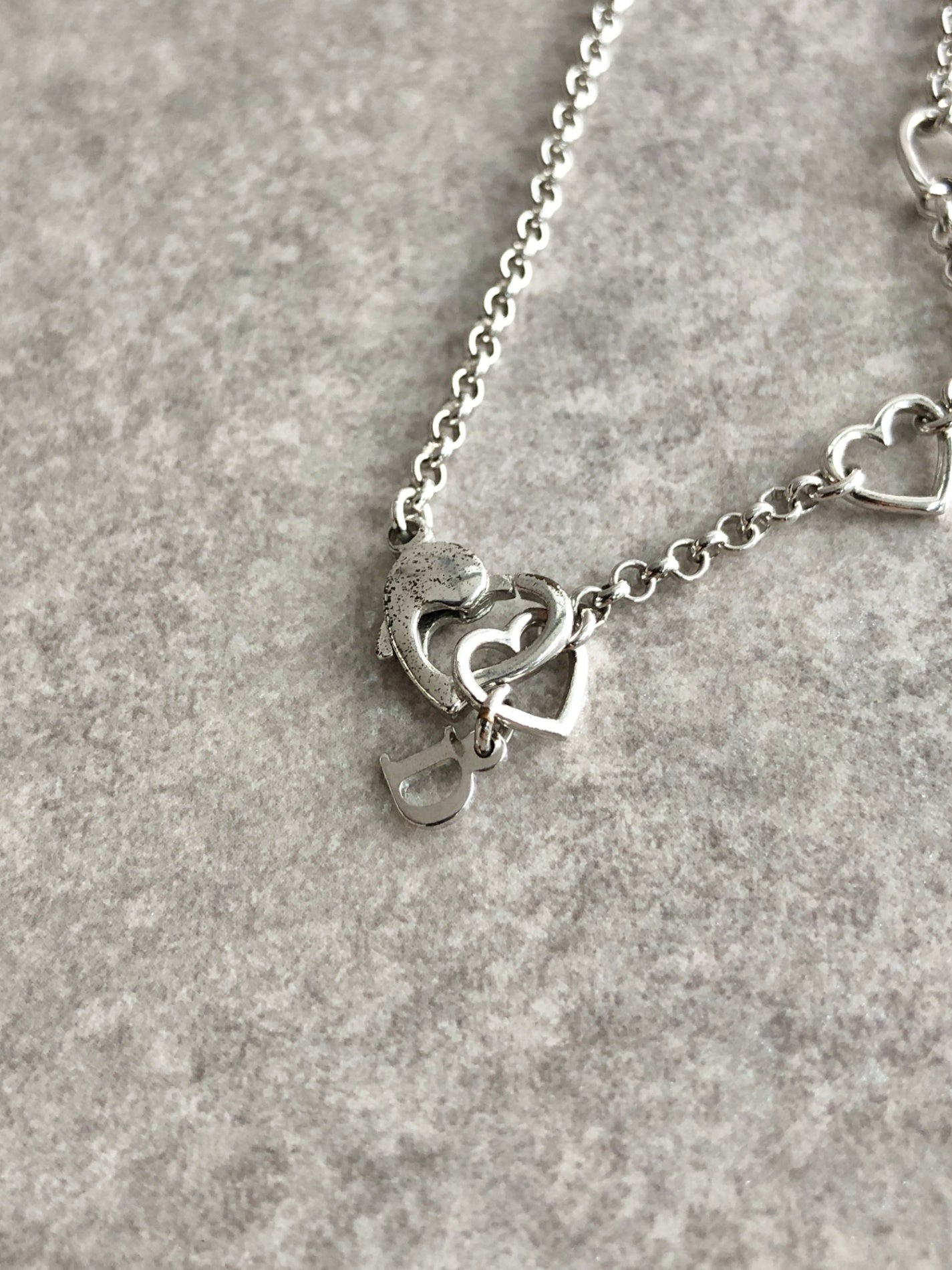 Christian Dior Heart Motif Necklace Silver Vintage i8mpxg