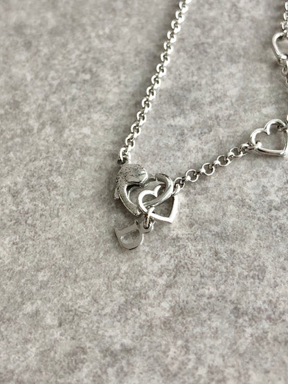 Christian Dior Heart Motif Necklace Silver Vintage i8mpxg