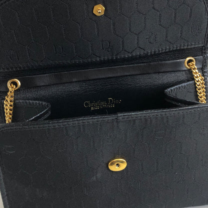 Christian Dior Honeycomb Pattern Canvas Chain Shoulder bag Black Vintage 7y2iwg