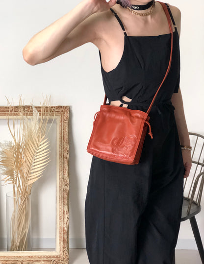LOEWE Anagram Drawstring Shoulder bag Brown Vintage gu6xkn