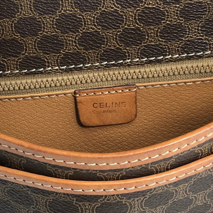 CELINE Macadam Blason Front Buckle Shoulder bag Brown Vintage g58842