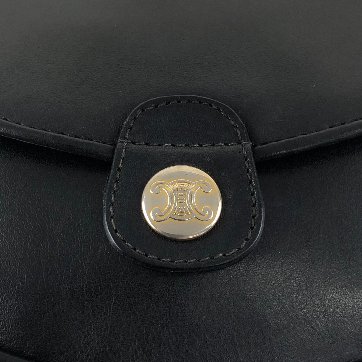 CELINE Triomphe Shoulder bag Black Vintage g3k6b3