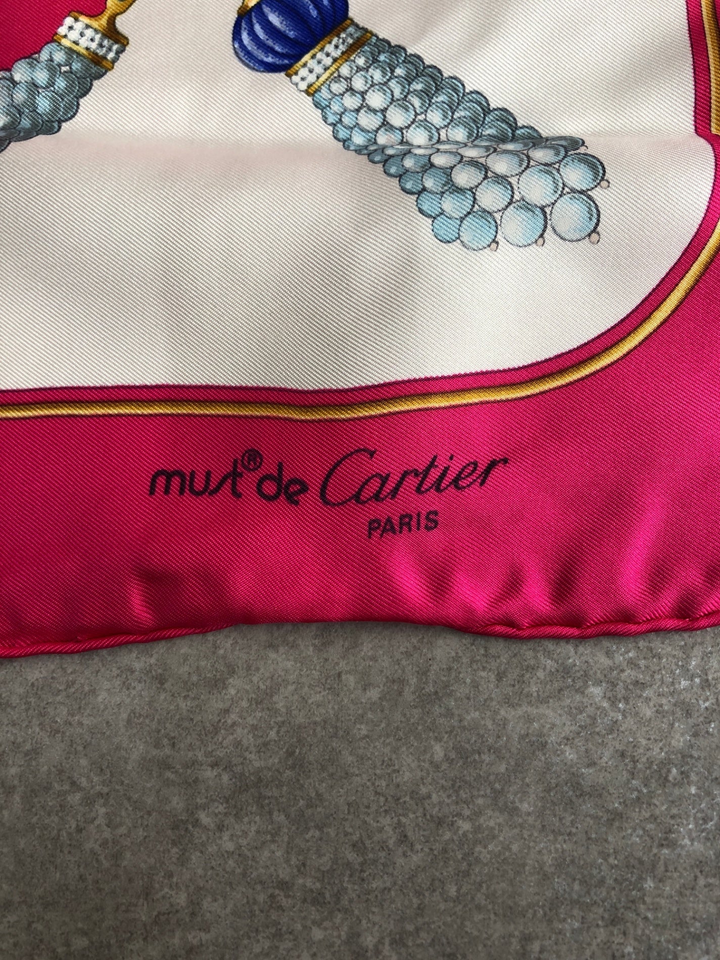 Cartier SILK Scarf Pink Vintage pnjugn