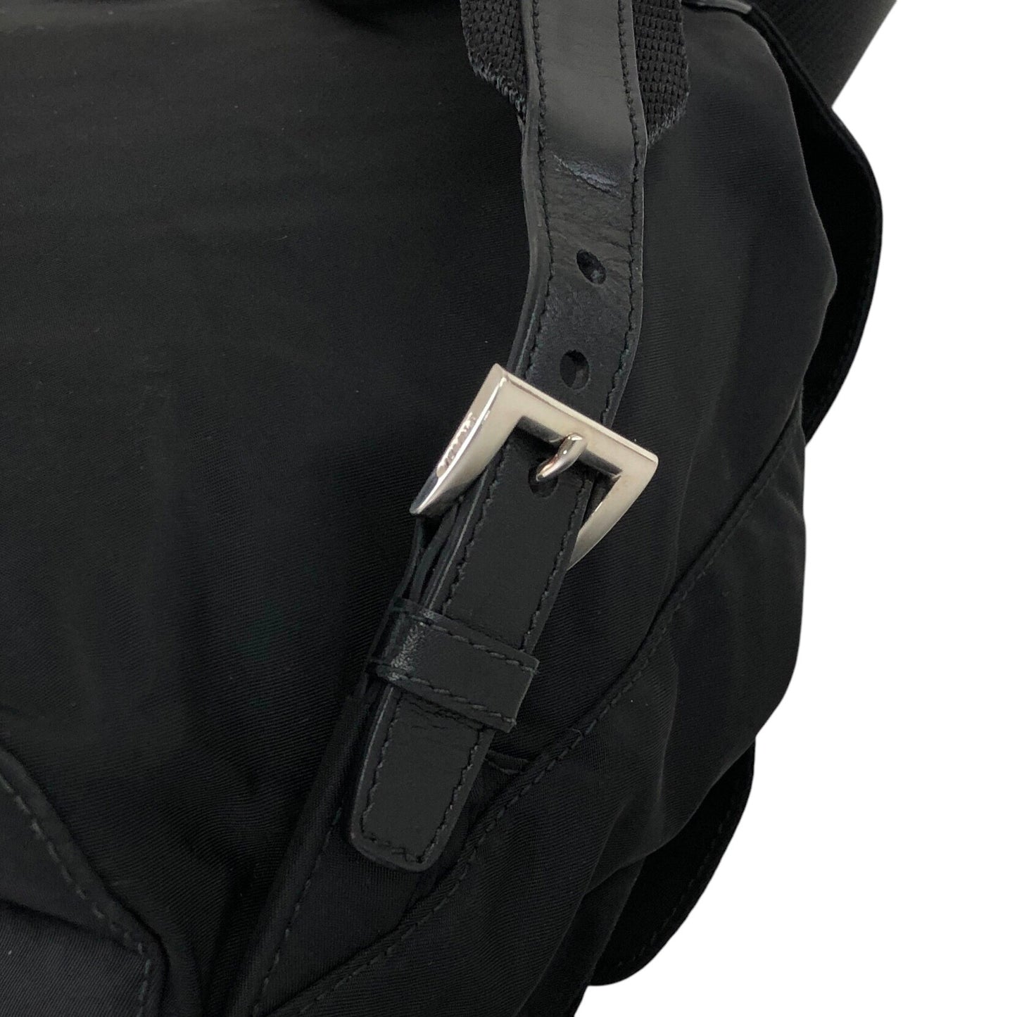 PRADA Triangle Logo Double Pocket Backpack Black Vintage ipfw4s