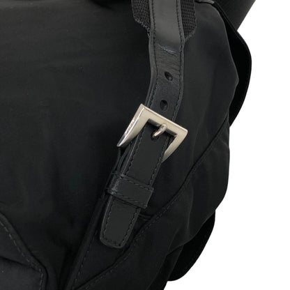 PRADA Triangle Logo Double Pocket Backpack Black Vintage ipfw4s