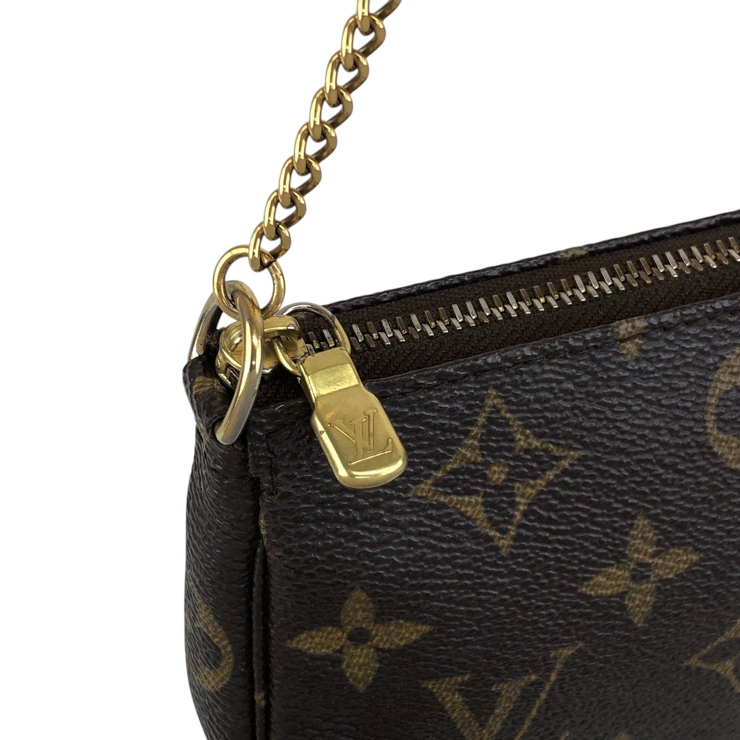 LOUIS VUITTON Monogram Small Handbag Brown M58009 Vintage 85sgud
