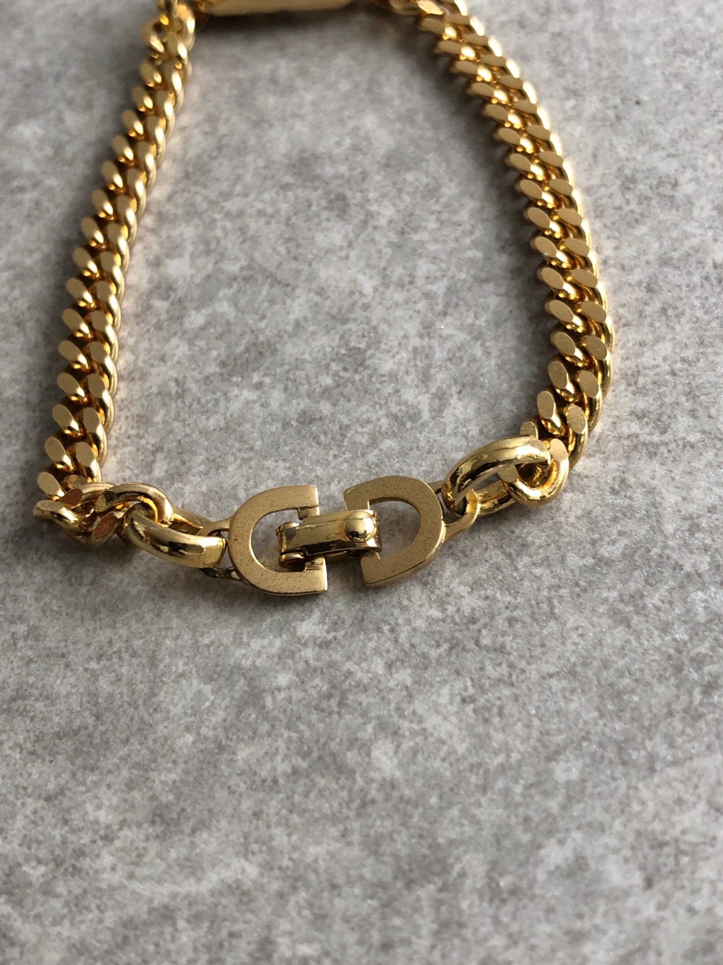 Christian Dior CD Logo Rhinestone Bracelet Gold Vintage 2mjhn2